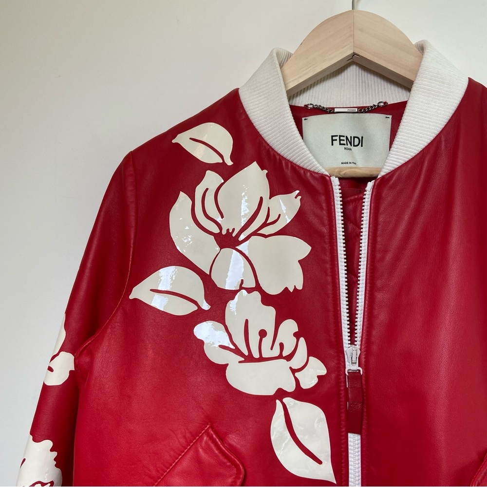 FENDI Leather Bomber Applique Jacket - Picture 13 of 13